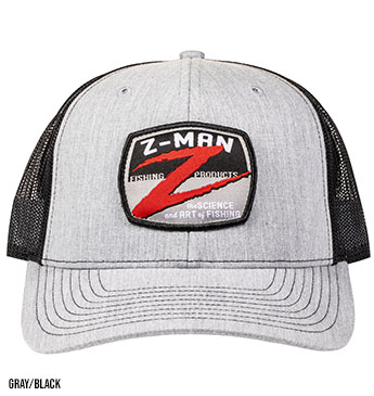 Z-MAN Z-BADGE TRUCKER HATZ - GRAY BLACK FROM PREDATOR TACKLE.*